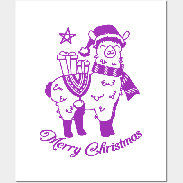 Purple Llama Merry Christmas Wall Art by Animal Specials